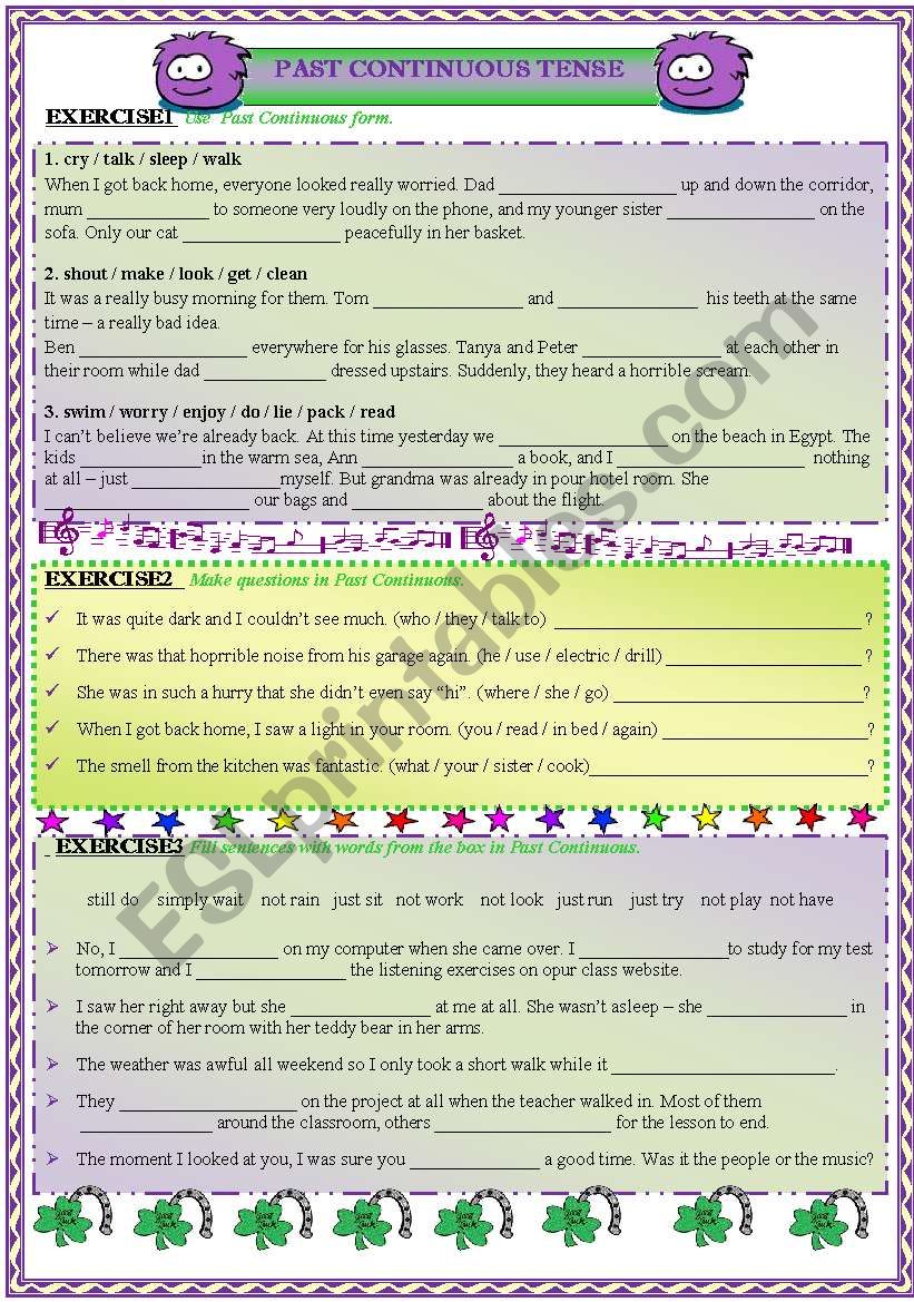 PAST CONTINUOUS TENSE worksheet