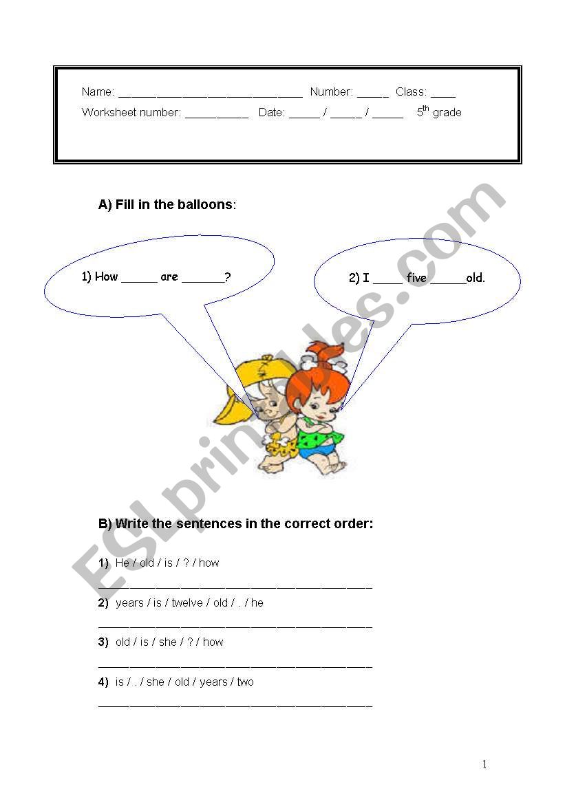 worksheet age and numbers worksheet
