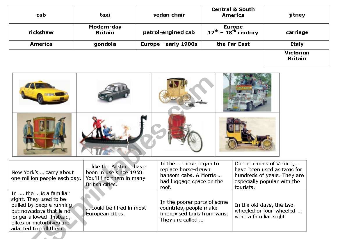 Taxi labels worksheet