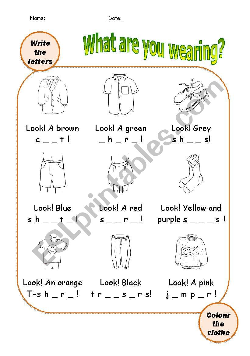 CLOTHES VOCABULARY worksheet