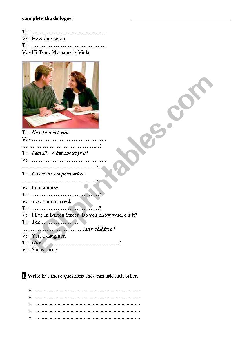 speak up! worksheet