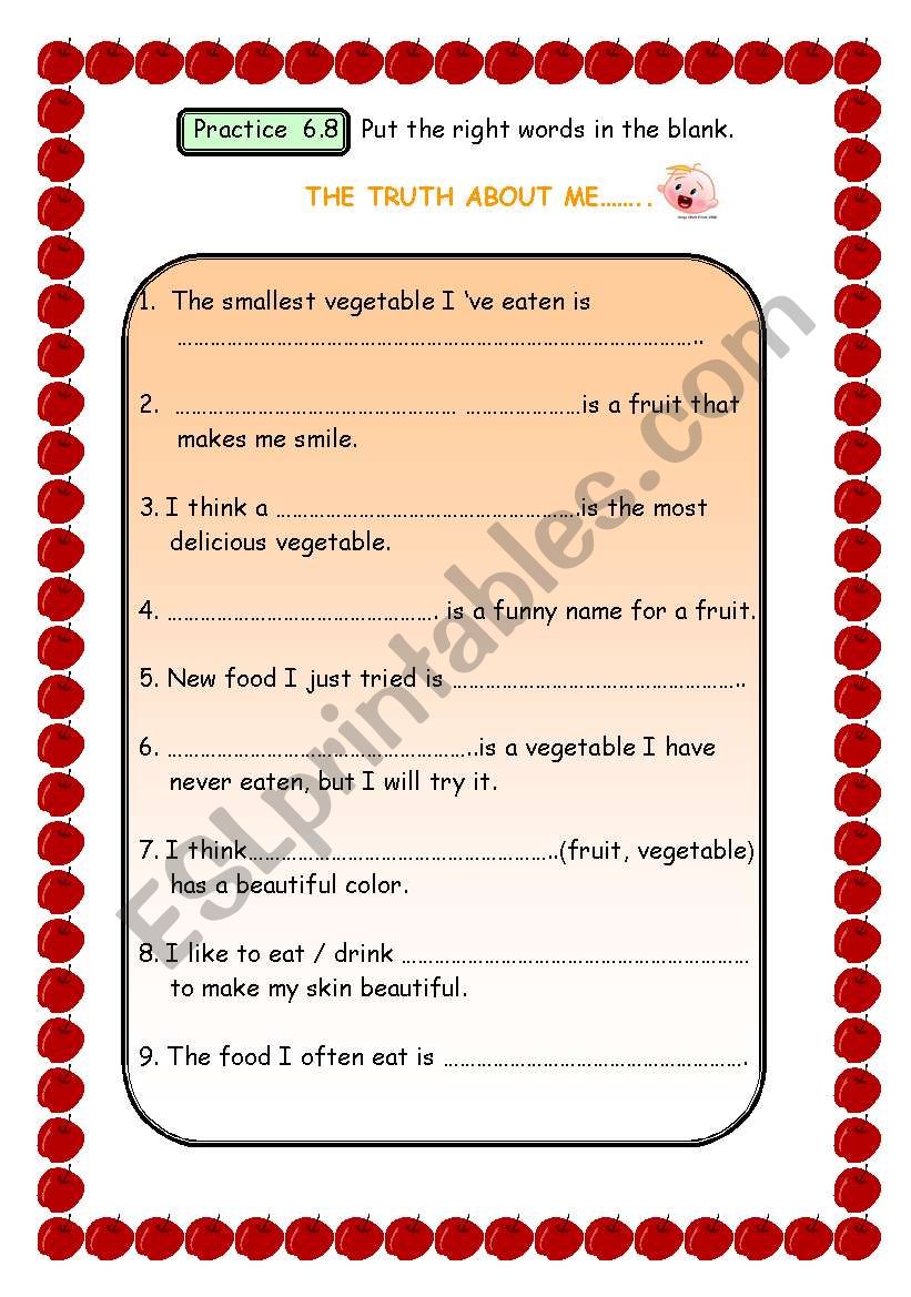 Food worksheet