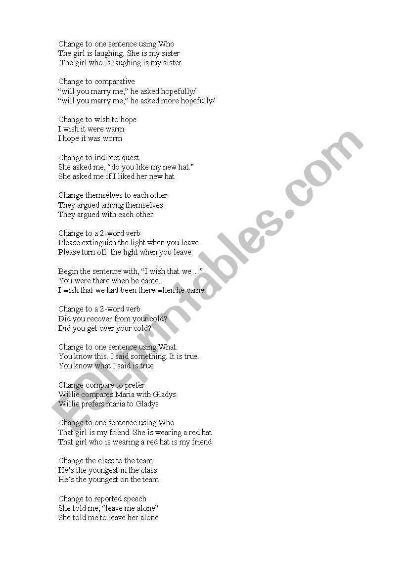 grammar cards worksheet