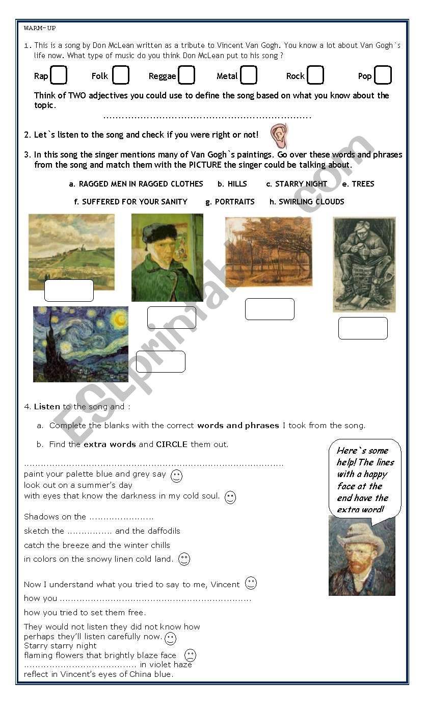 STARRY STARRY NIGHT worksheet