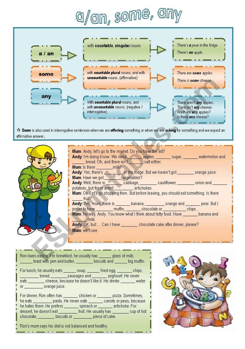 a, an, some, any worksheet