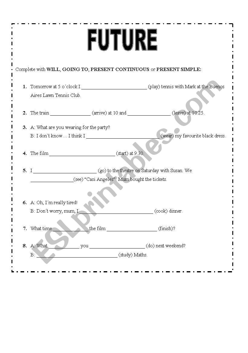 Practising the Future worksheet