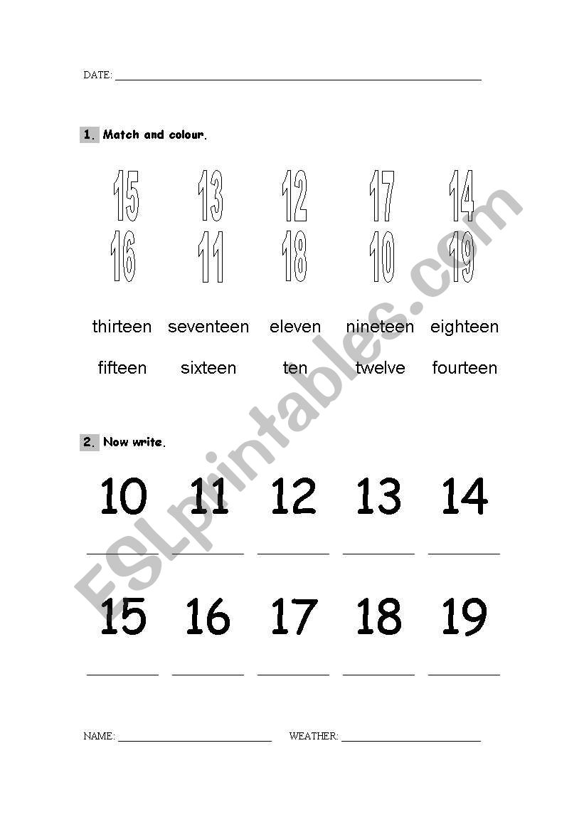 more numbers worksheet