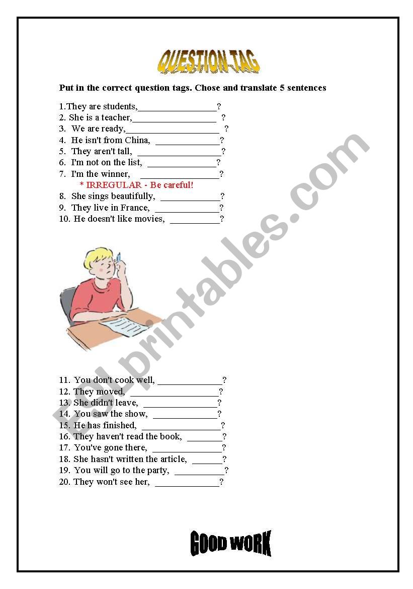 TAG QUESTION worksheet