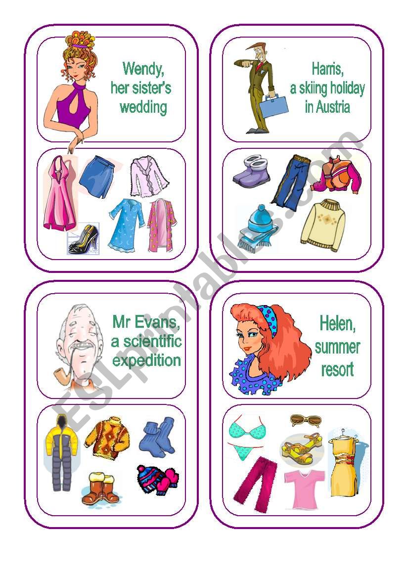 Clothes Cards - What is in your suitcase (Part 2 out of 3)