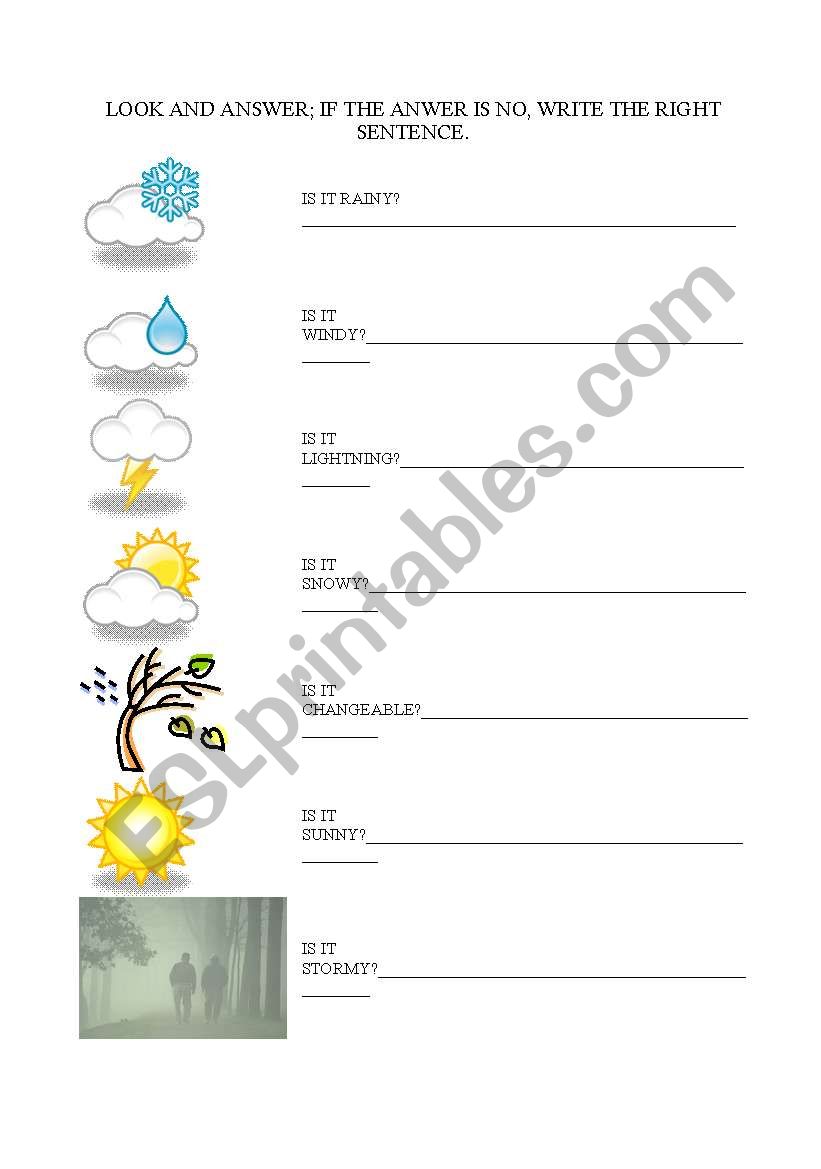 WEATHER - LOOK AND ANSWER worksheet