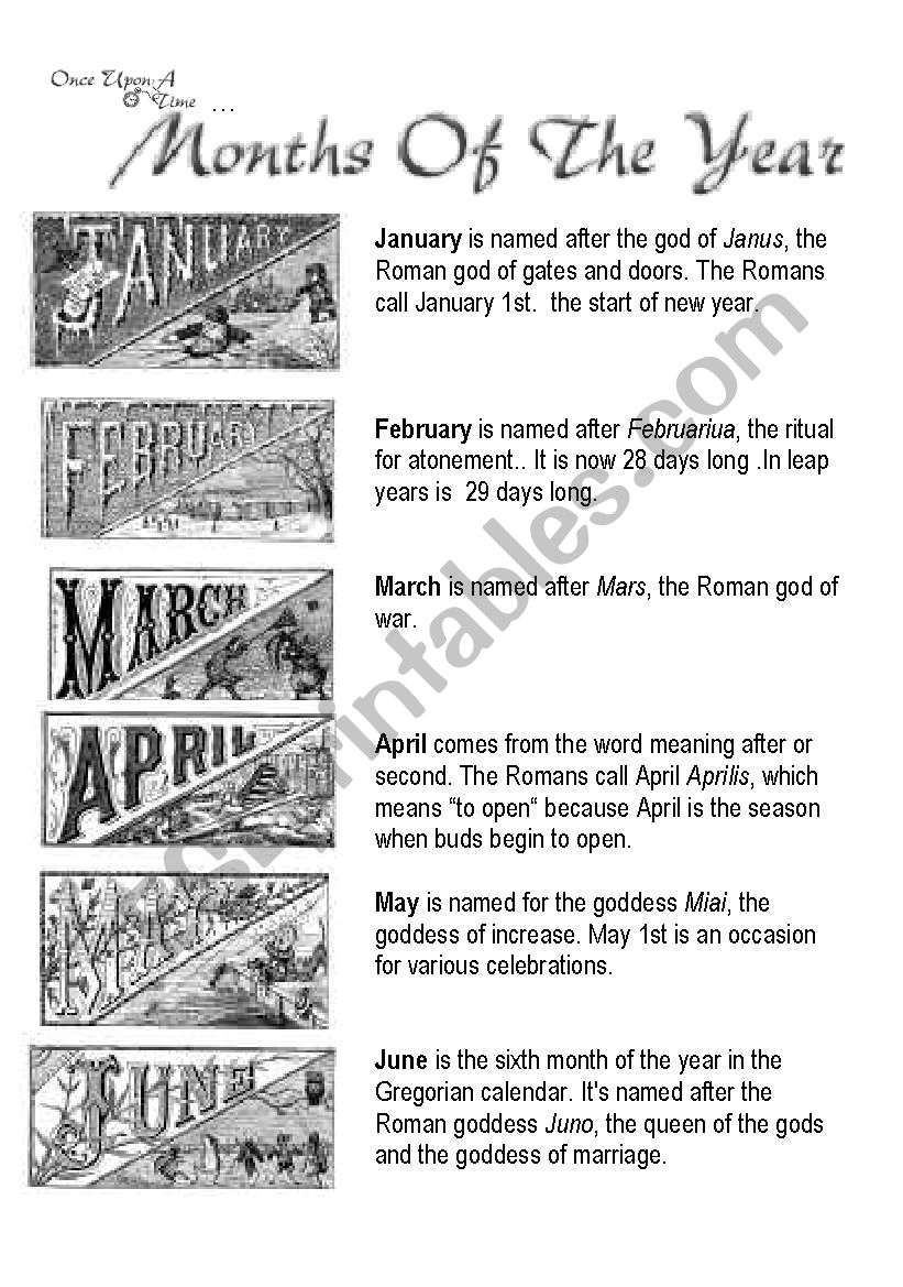 Reading: Months of the year worksheet