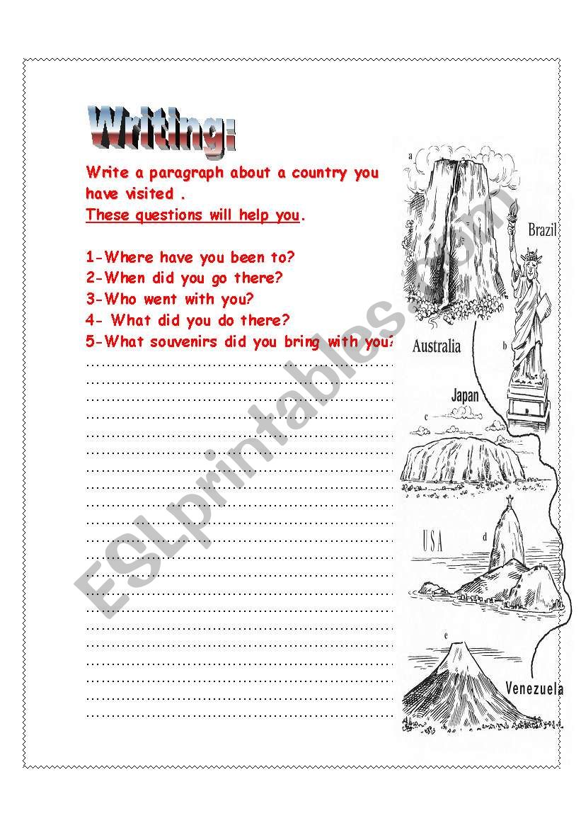 Writing about a country worksheet