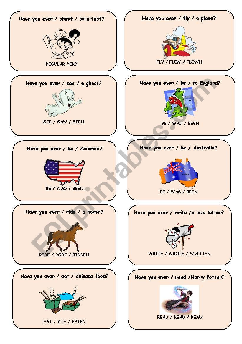 conversation cards / present perfect  (1/2)