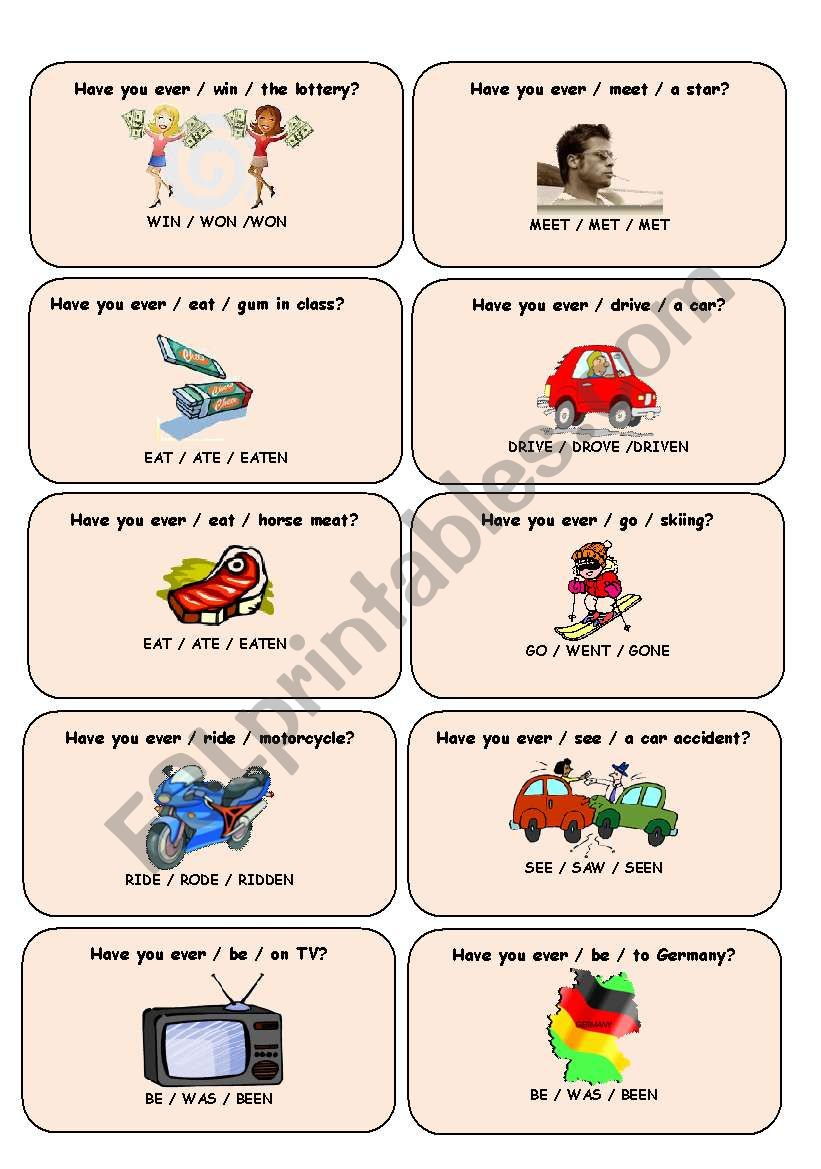 conversation cards present perfect (2/2)