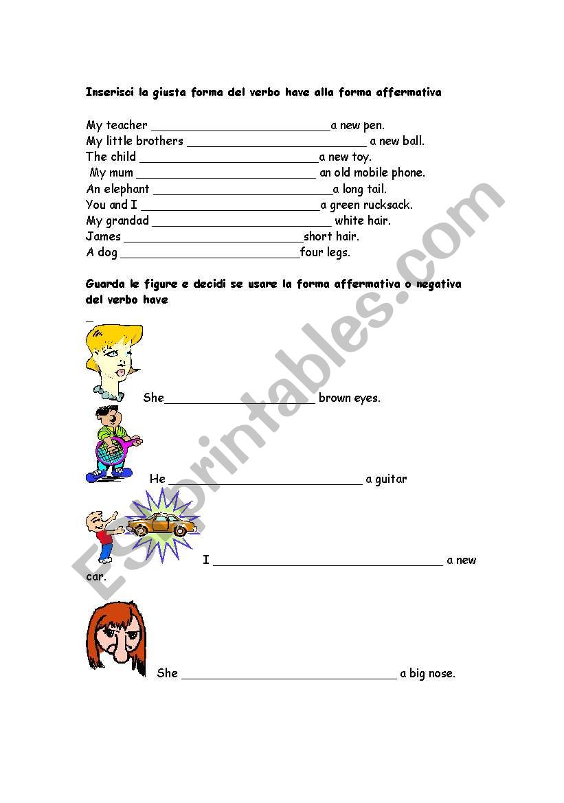 verbo have got and plural worksheet