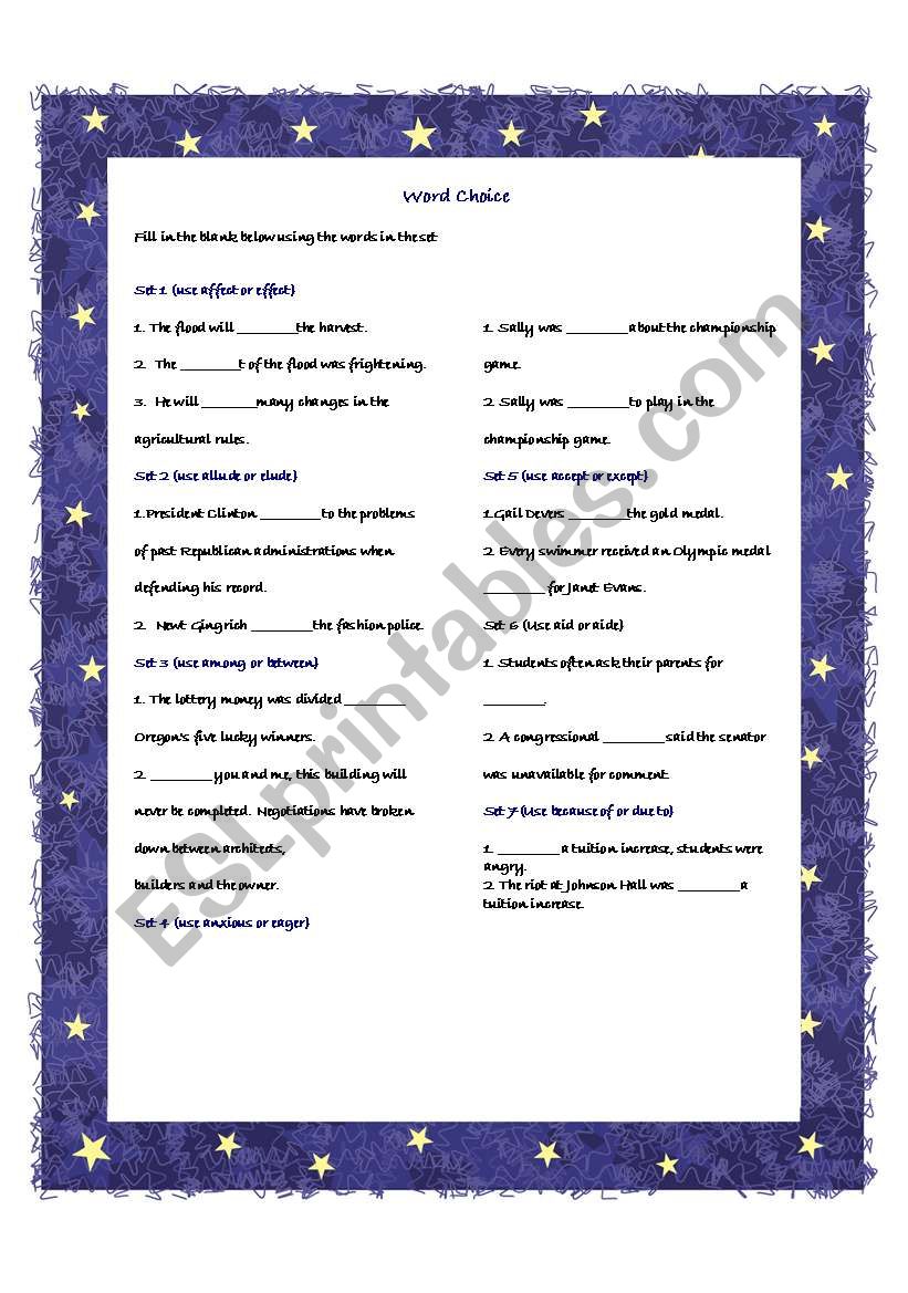 Word Choice  worksheet