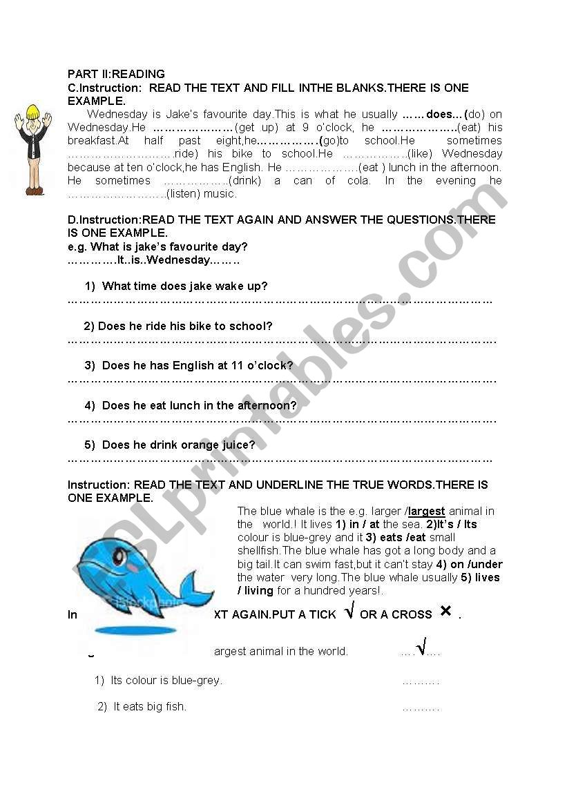 READING PASSAGES worksheet