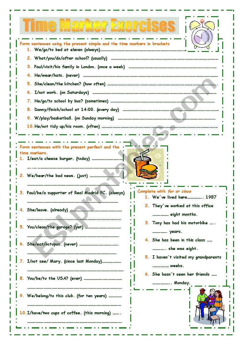 Time Markers worksheet