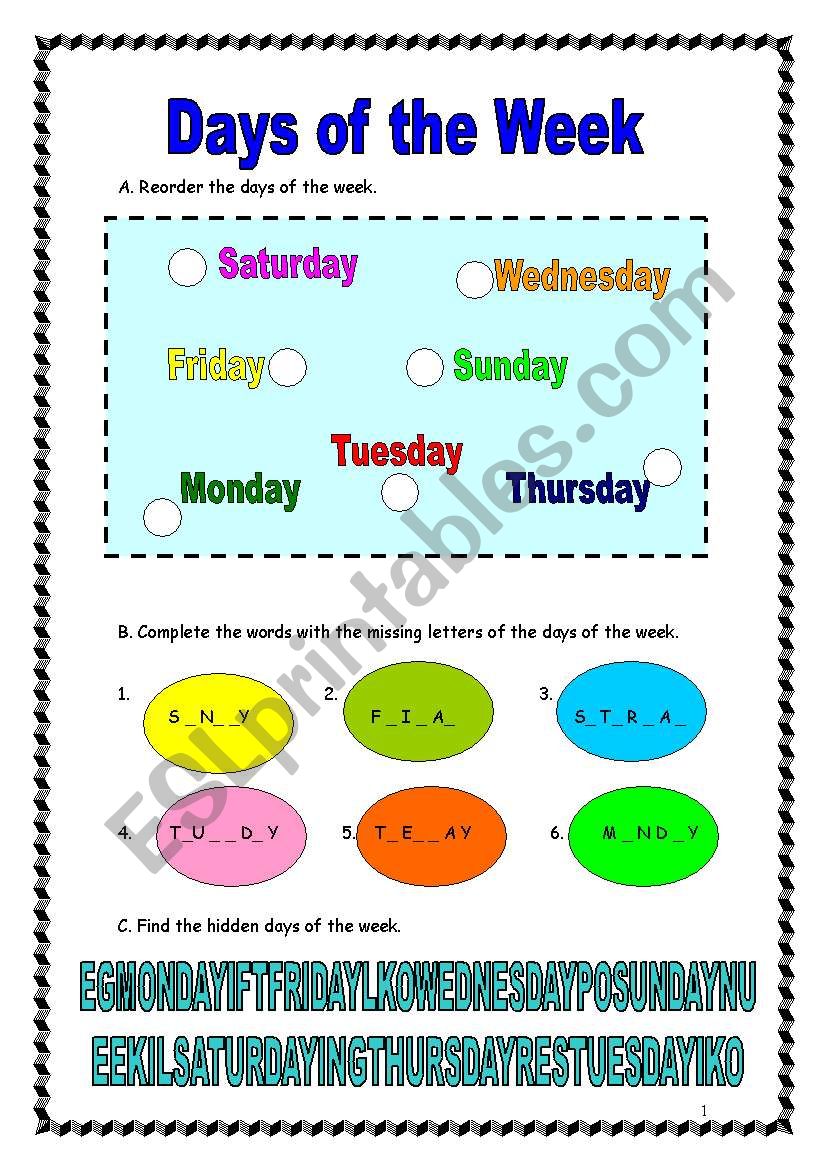 Days of the week (02.03.09) worksheet