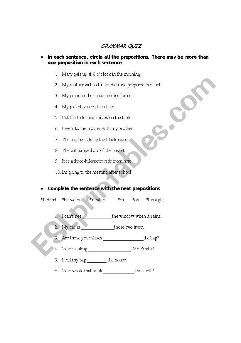 grammar quiz worksheet