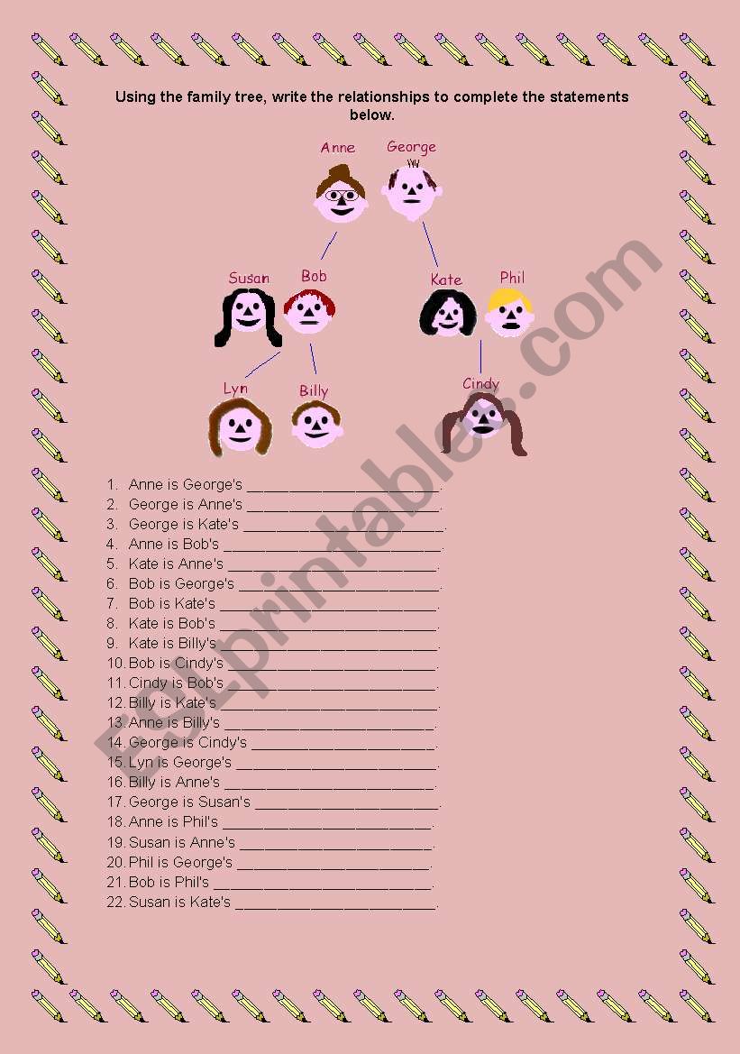 Family tree worksheet