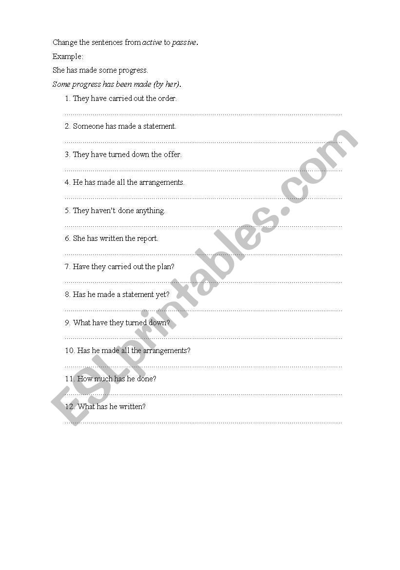 Passive Voice worksheet