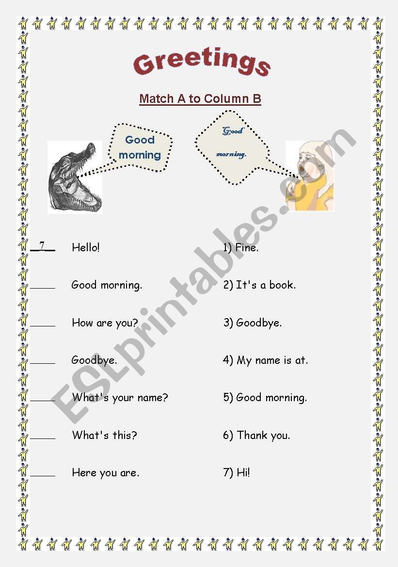 Match A to Column B : Greetings 