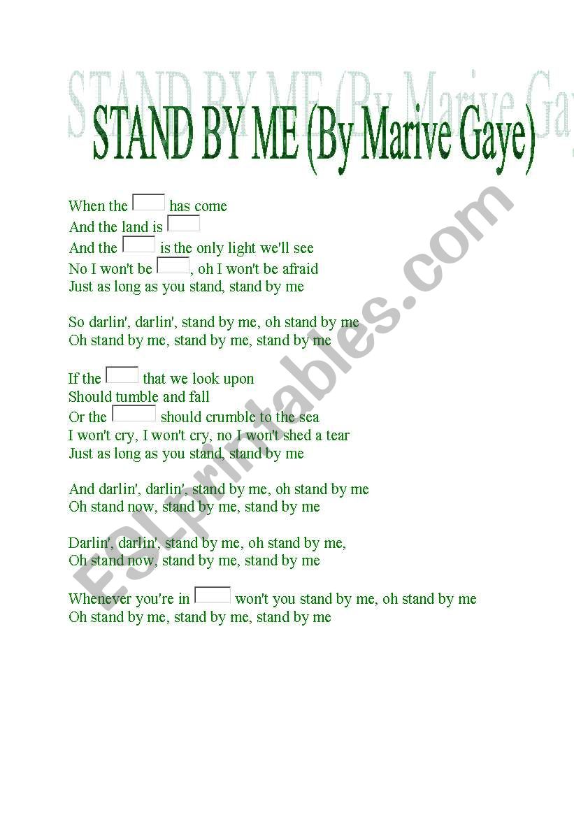 Gap song- STAND BY ME worksheet