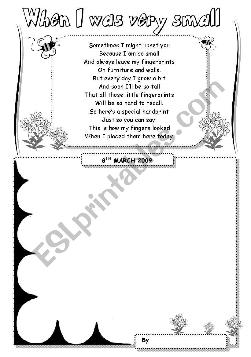 When I was very small (Mothers Day poem and craft)