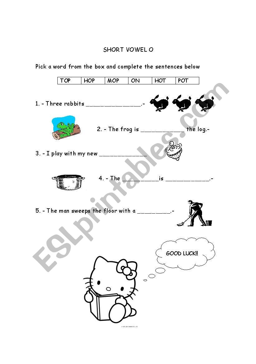 Phoncis Short Vowel o worksheet