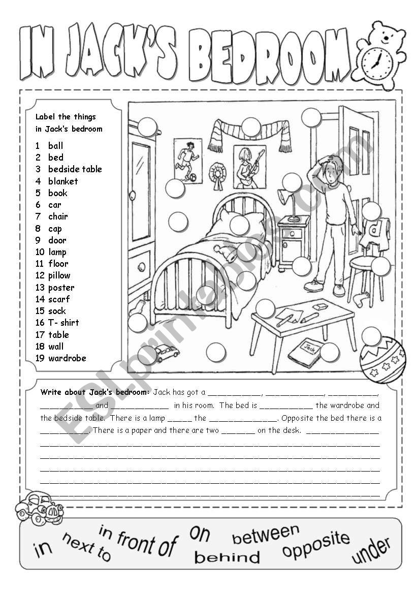 Jacks Bedroom worksheet