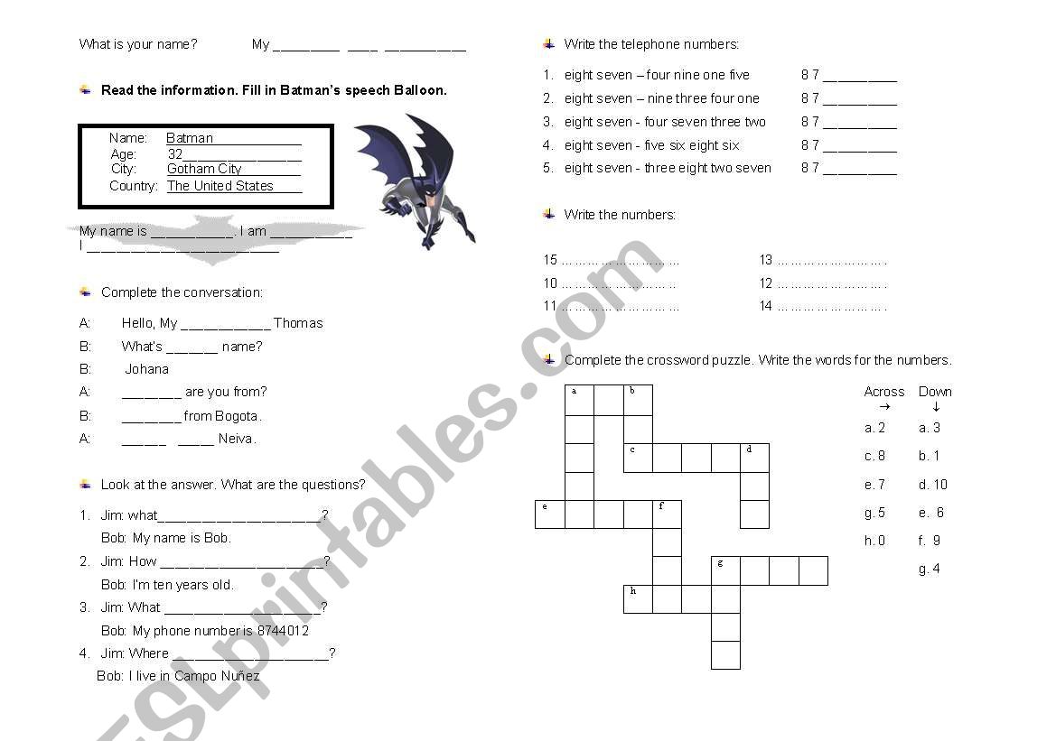 What is your name? worksheet