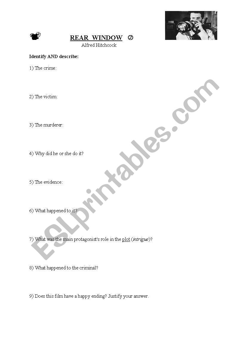 Rear Window 2 worksheet