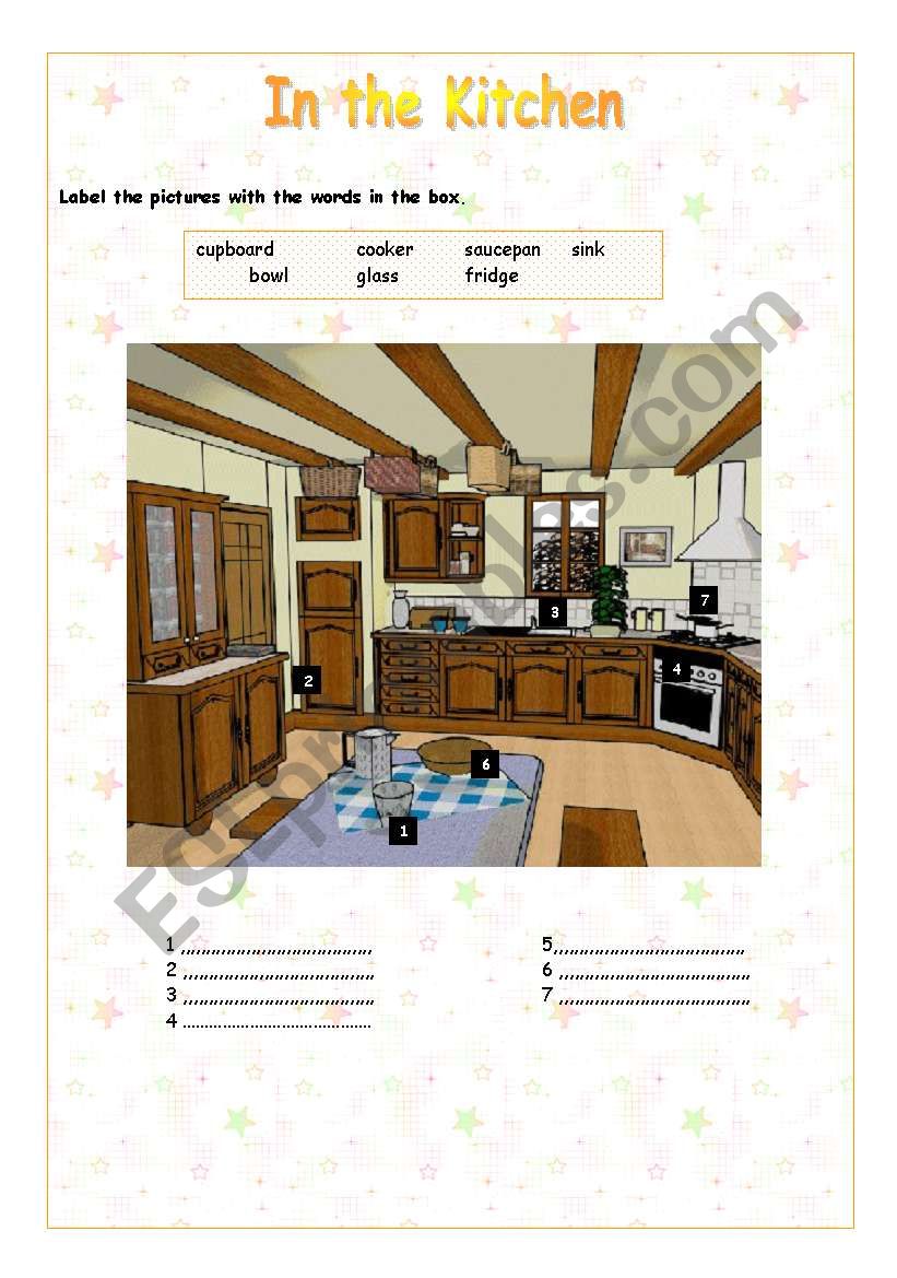 In the kitchen worksheet