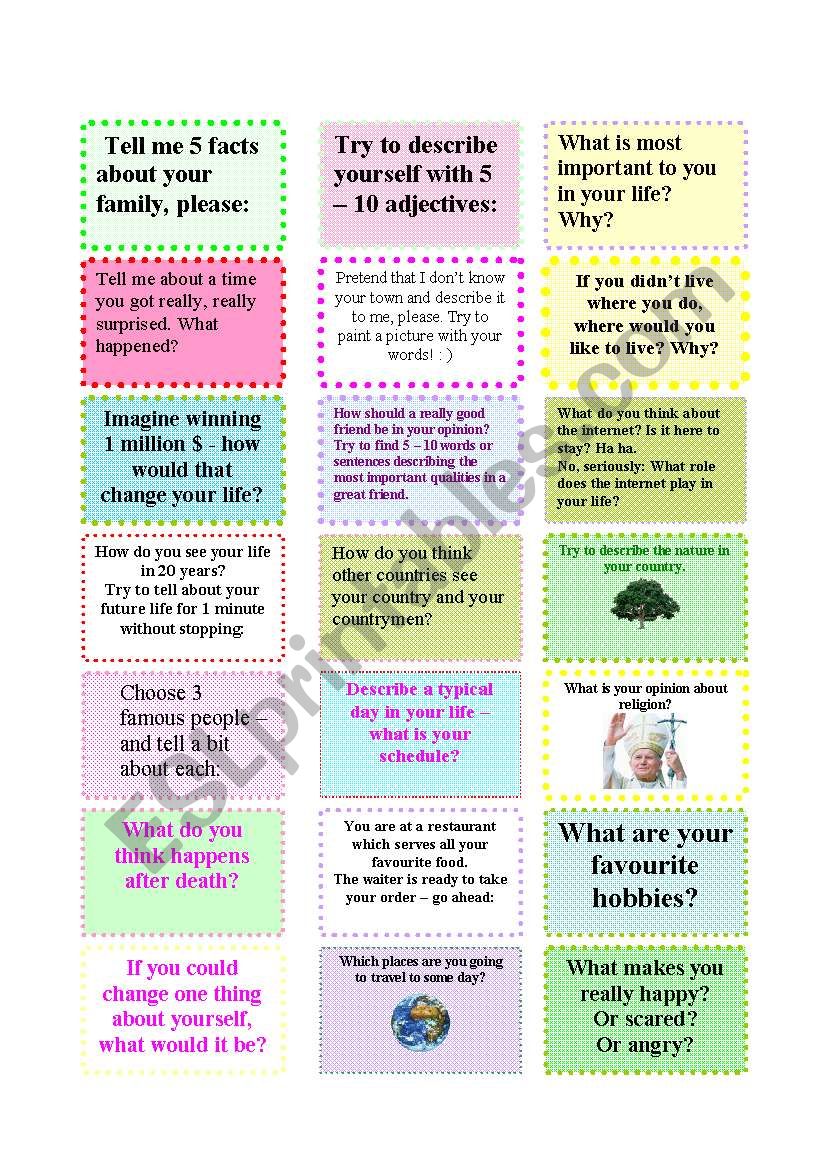 Conversation Questions worksheet