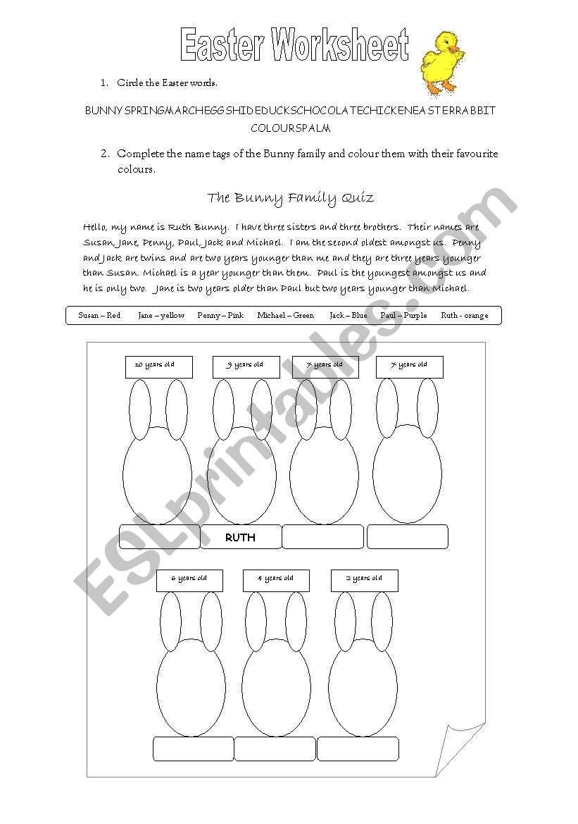 Easter Worksheet worksheet