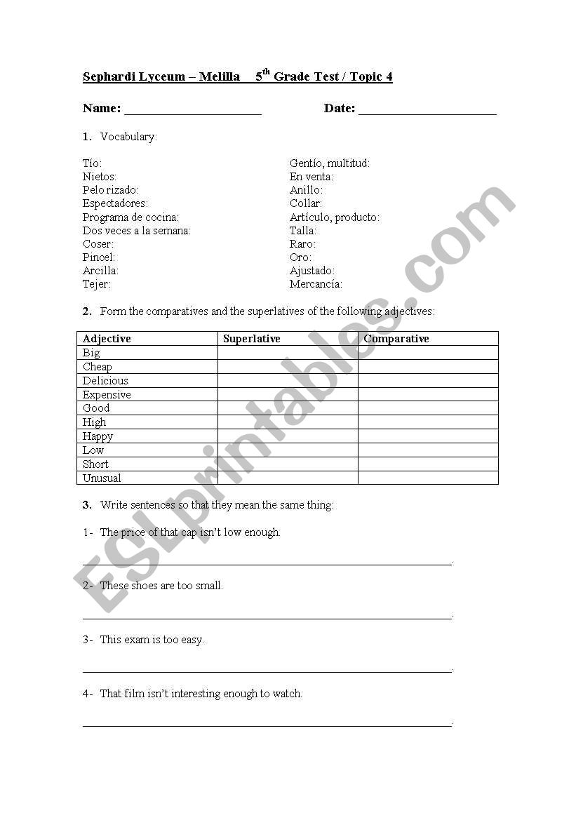 comparatives,superlatives:too and enough