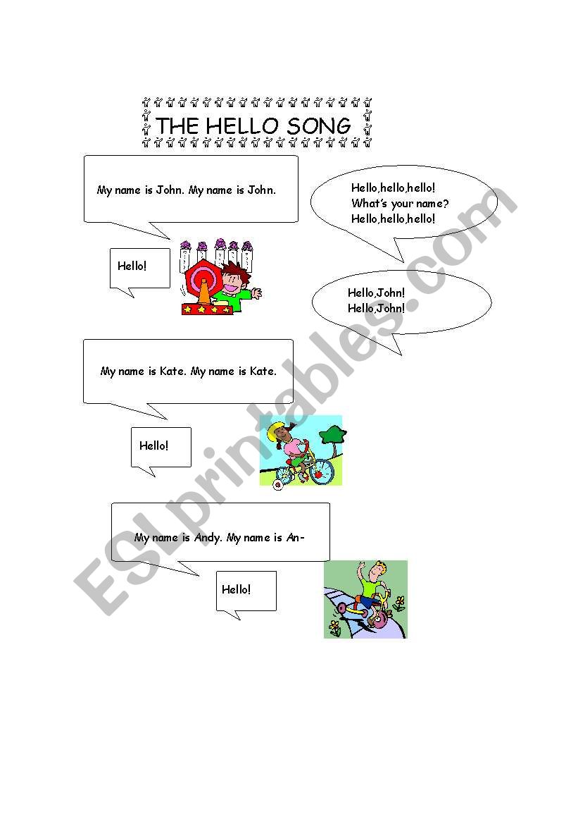 The Hello song  worksheet