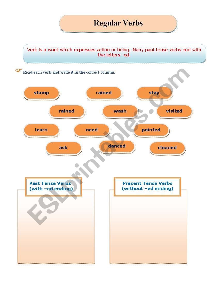 regular verbs worksheet