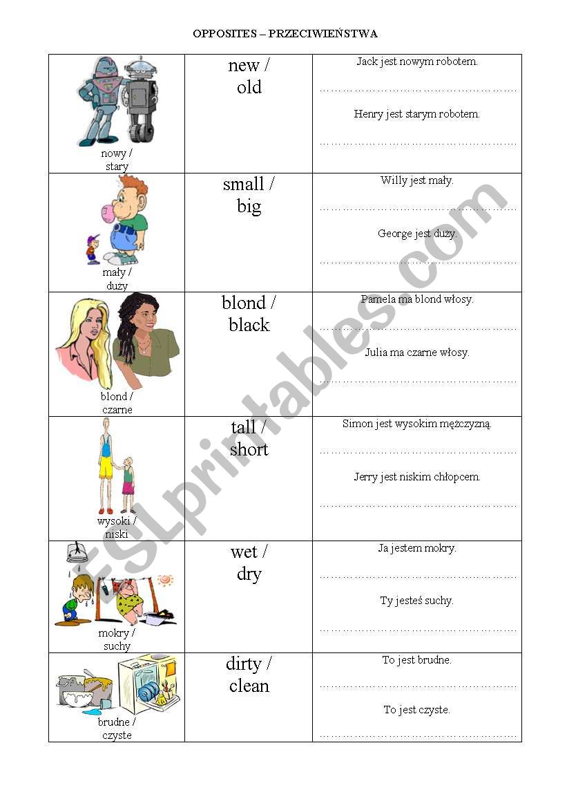 OPPOSITES - PRZECIWIENSTWA worksheet