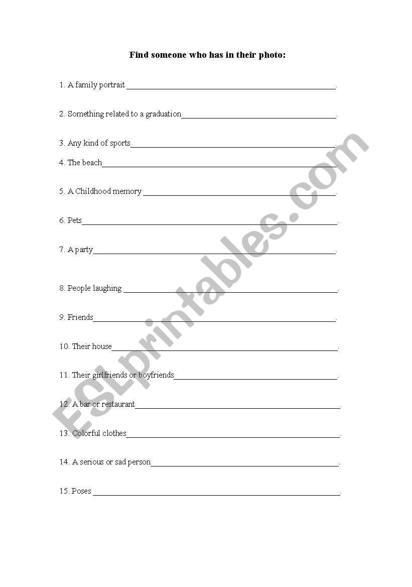 Photo Hunt worksheet