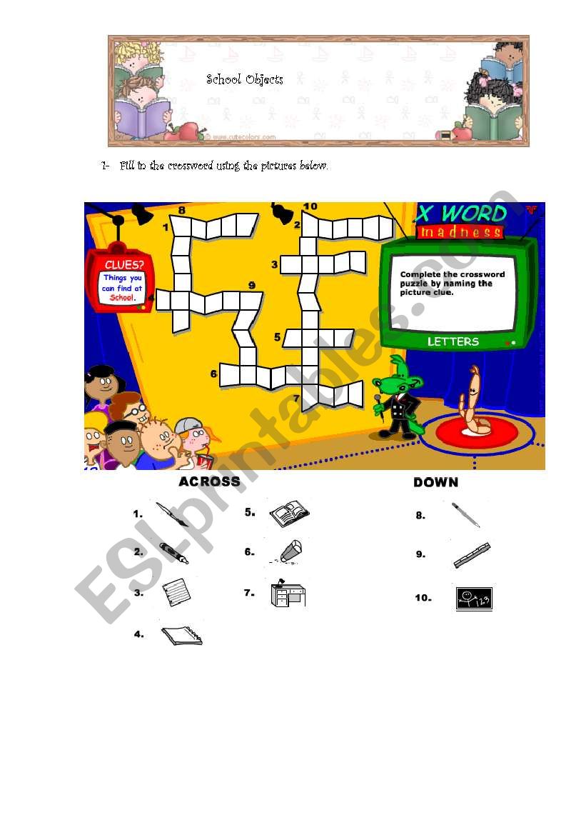 School objects worksheet