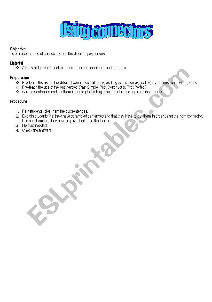 Using connectors worksheet