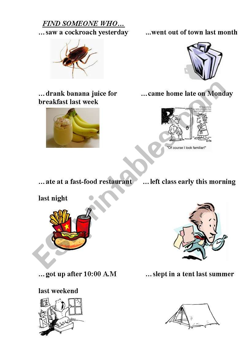 Simple Past: Yes/No Question worksheet