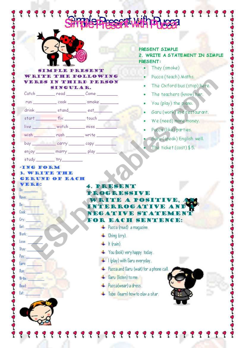 SIMPLE PRESENT:PUCCA worksheet