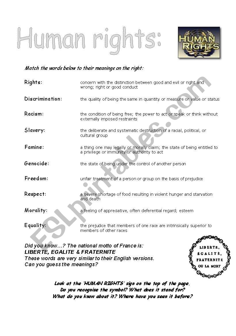 Human rights worksheet