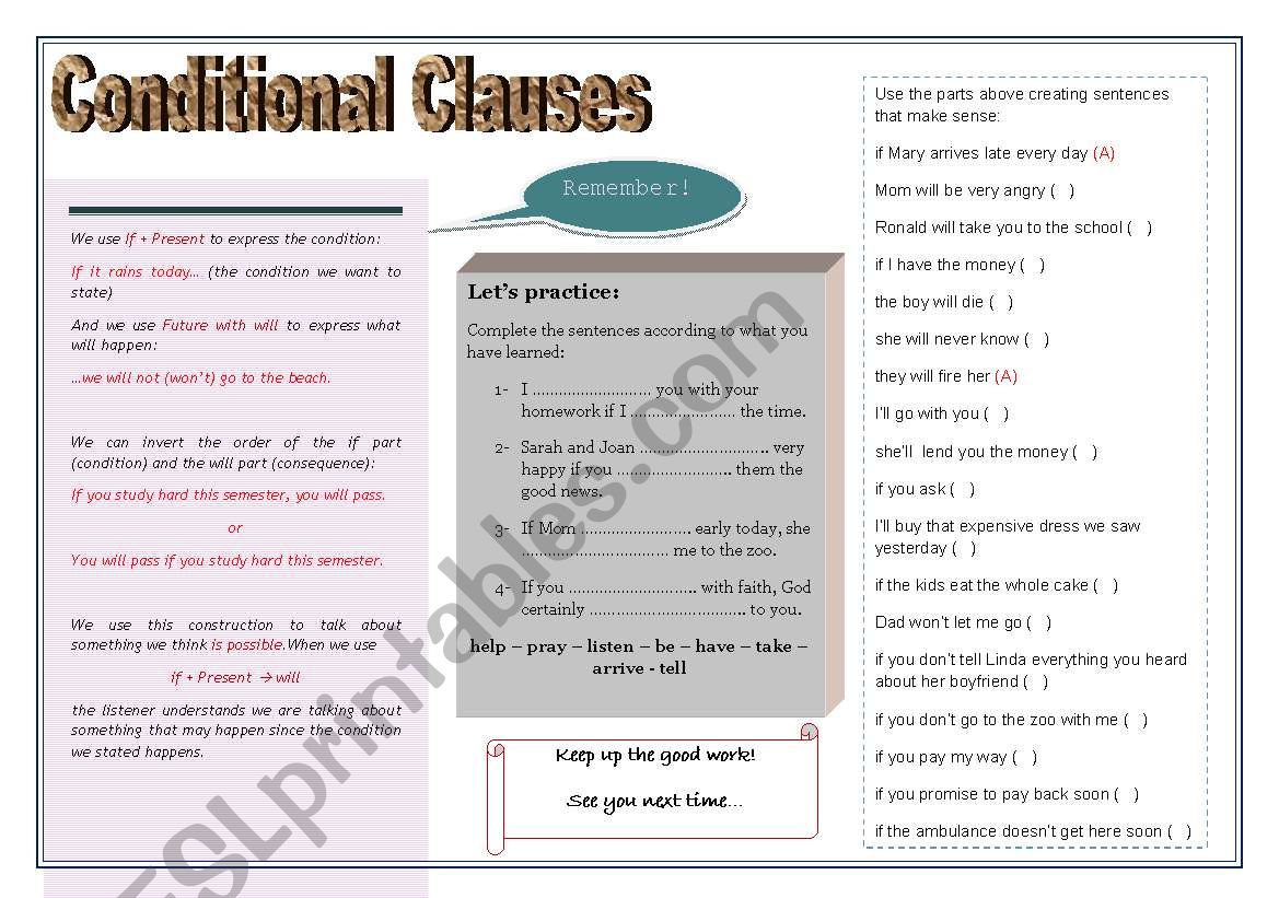 Conditional Clauses - 1 worksheet