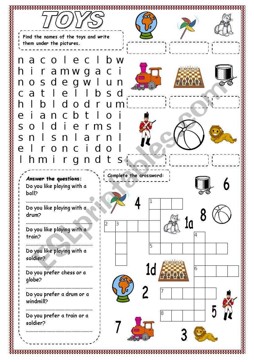 Toys 4 worksheet