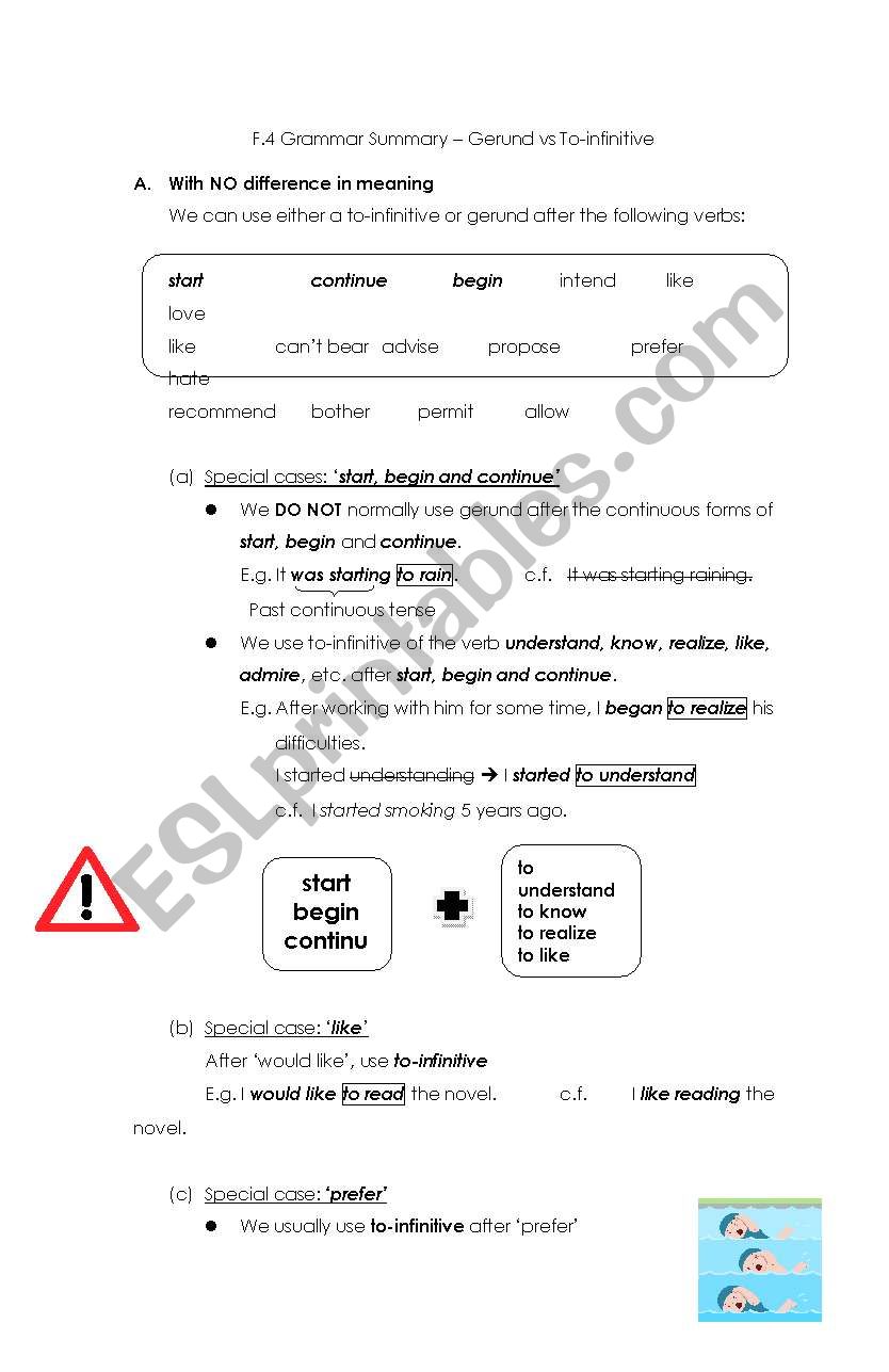 verb + ing or to-infinitive? worksheet