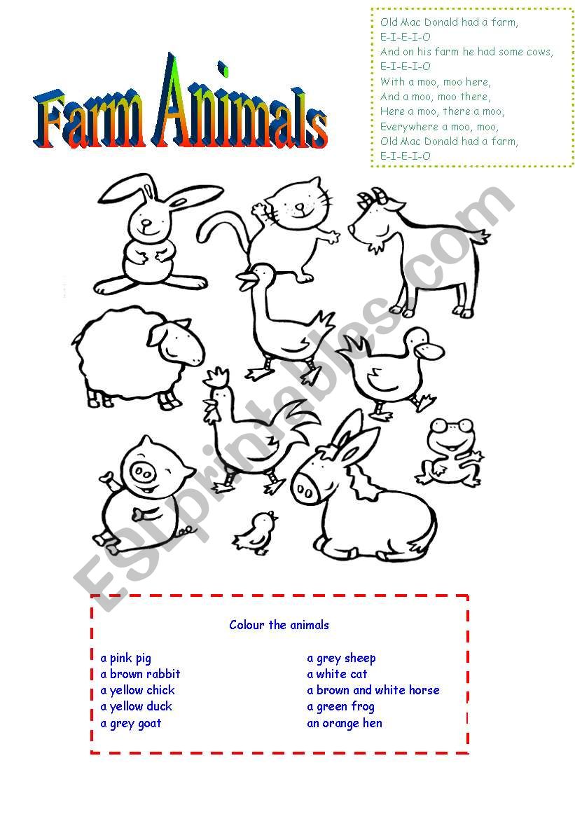 FARM ANIMALS worksheet